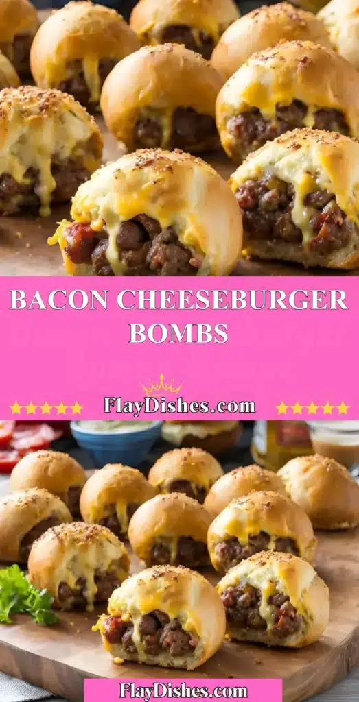 Delicious bacon cheeseburger bombs with beef, bacon, and cheese inside