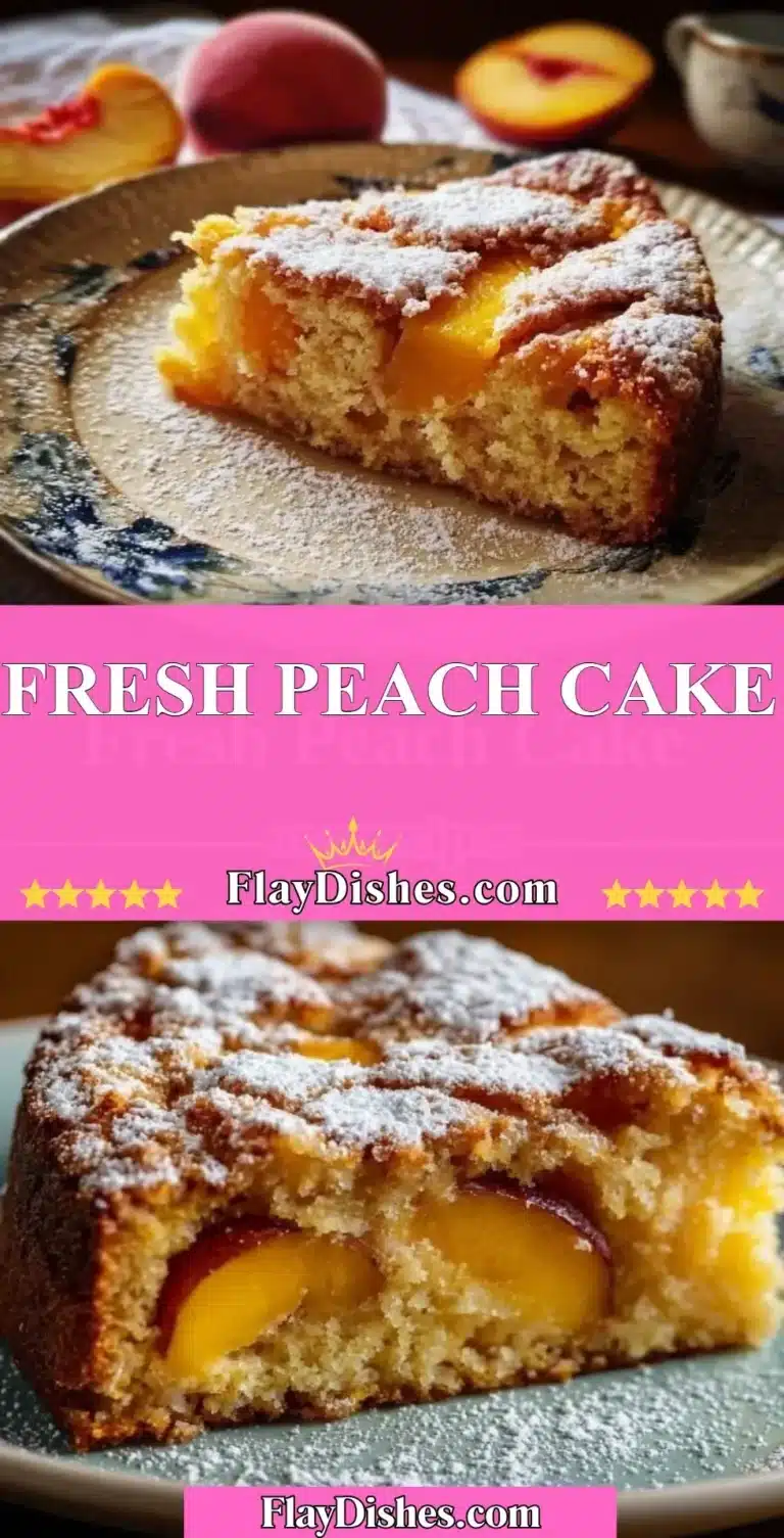 Fresh Peach Cake 9 Delicious fresh peach cake topped with peaches and whipped cream