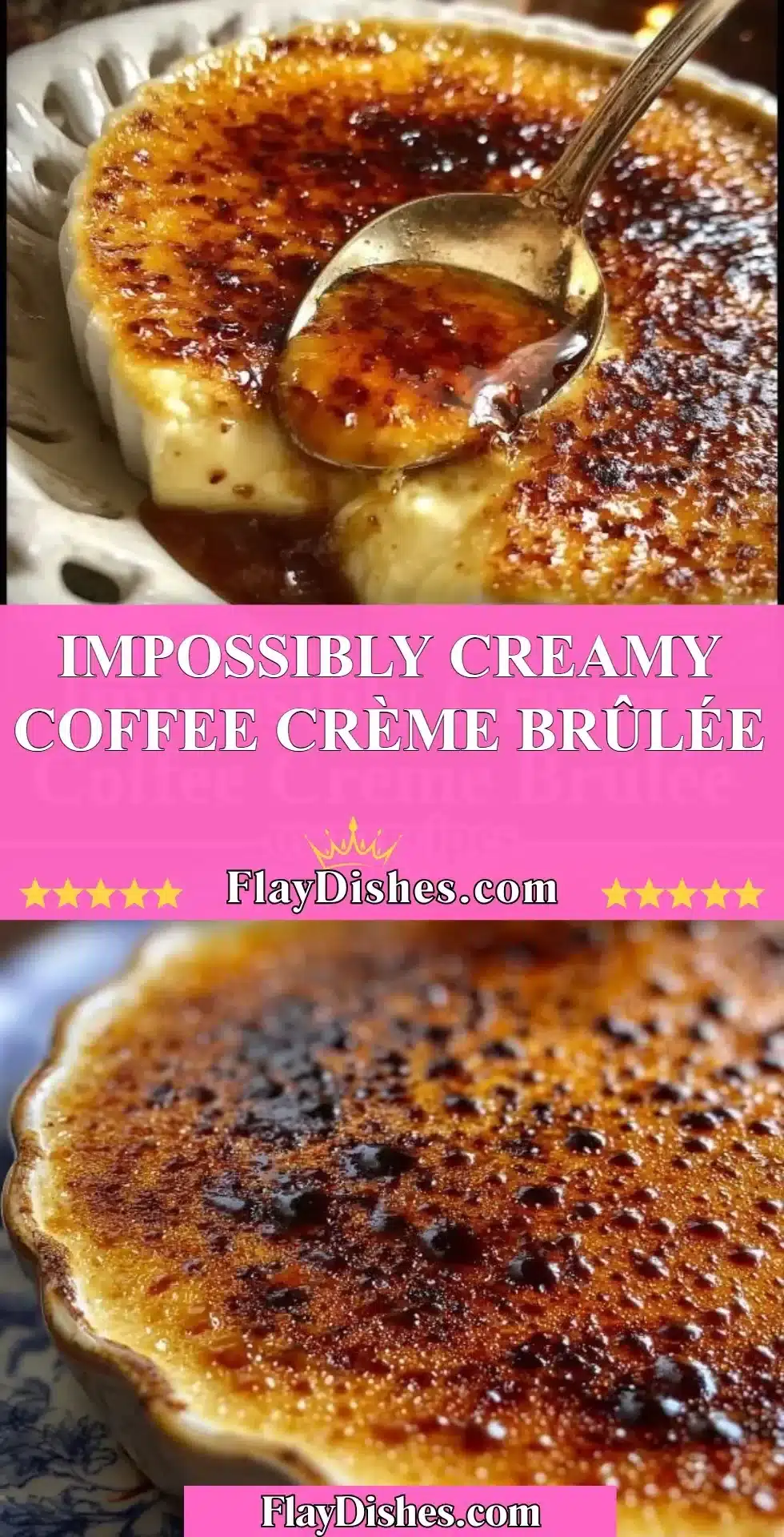 Impossibly Creamy Coffee Crème Brûlée 2 Impossibly creamy coffee crème brûlée dessert with caramelized sugar crust