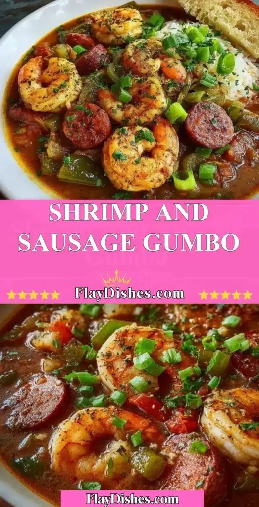 Bowl of shrimp and sausage gumbo with rice and green onions