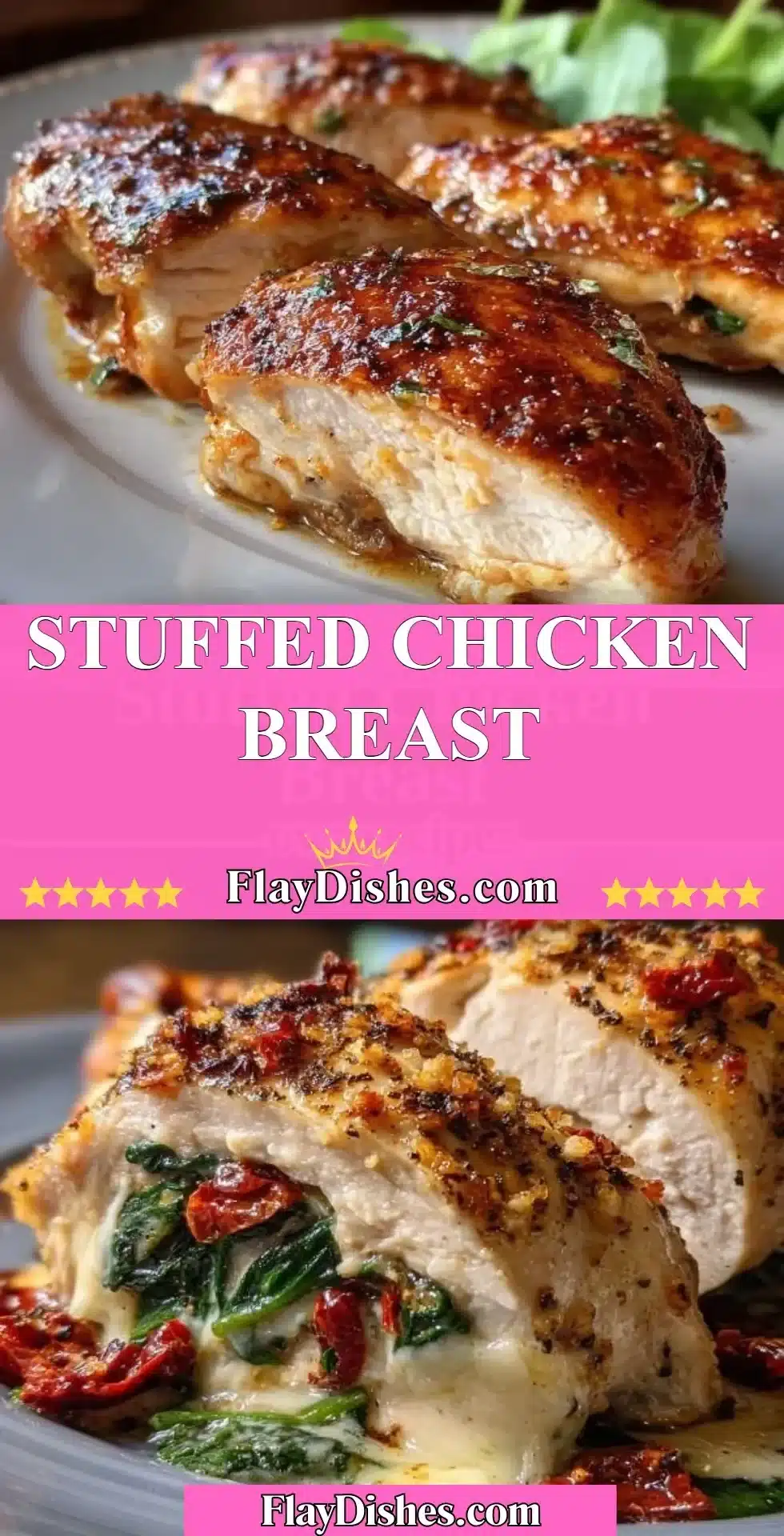 Juicy stuffed chicken breast filled with herbs and spices
