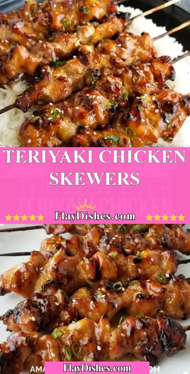 Grilled teriyaki chicken skewers featuring marinated chicken pieces and vegetables.