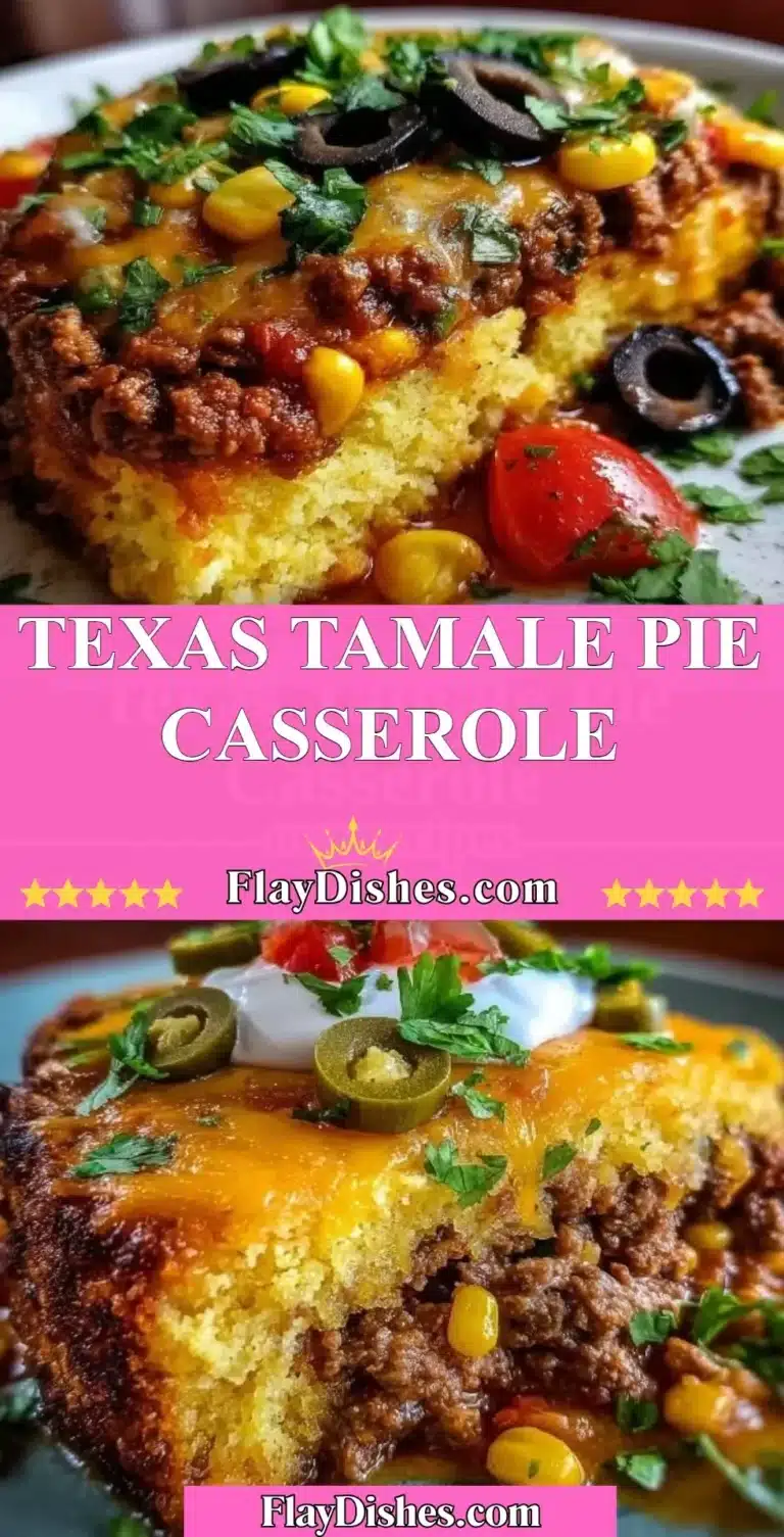 Texas Tamale Pie Casserole 6 Texas Tamale Pie Casserole served in a baking dish with toppings