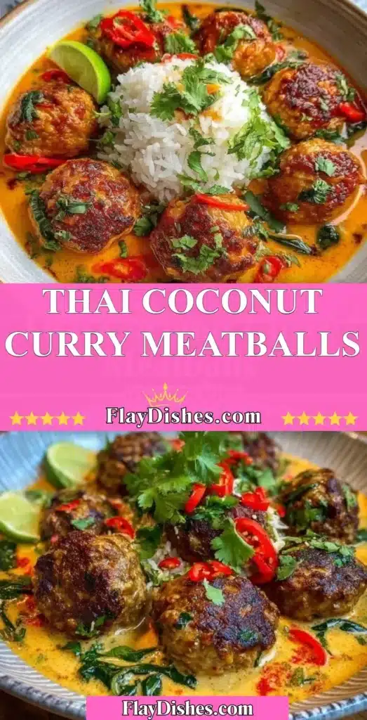 Delicious Thai coconut curry meatballs served with a side of rice and vegetables