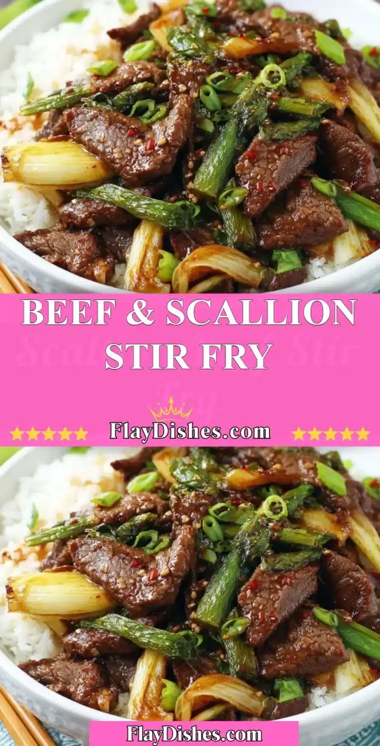 Delicious Beef & Scallion Stir Fry served in a bowl