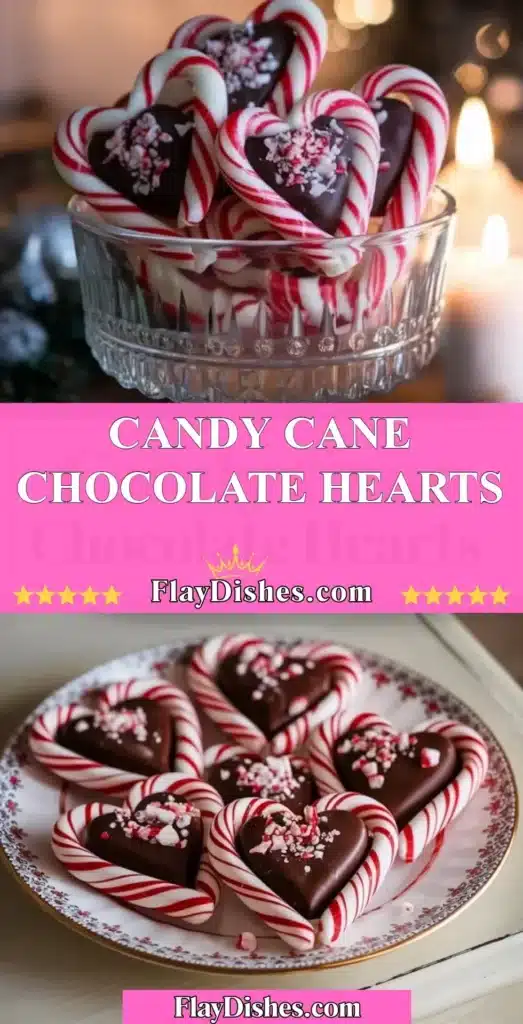 Festive candy cane chocolate hearts in a decorative box, holiday treat.