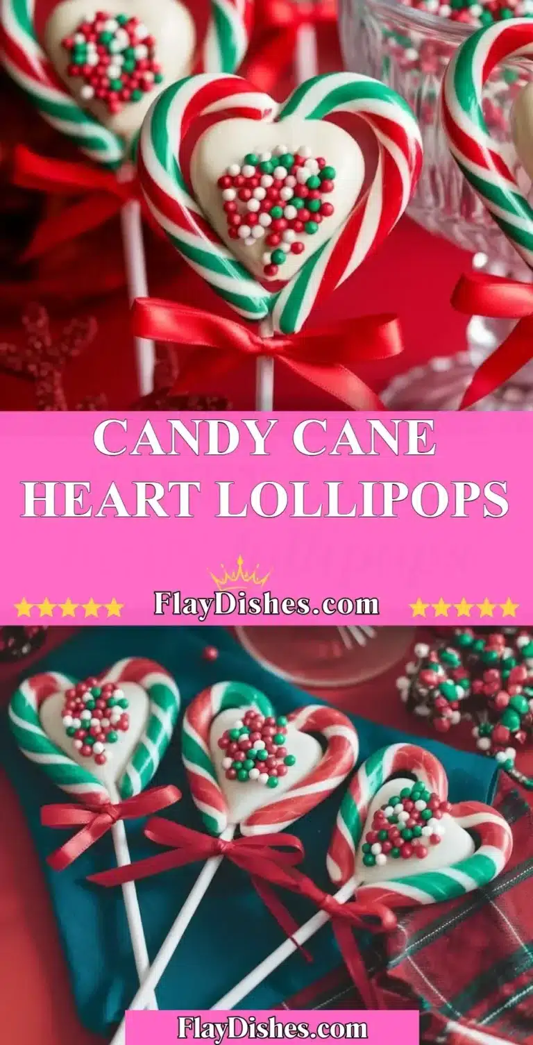 Colorful Candy Cane Heart Lollipops for festive celebrations