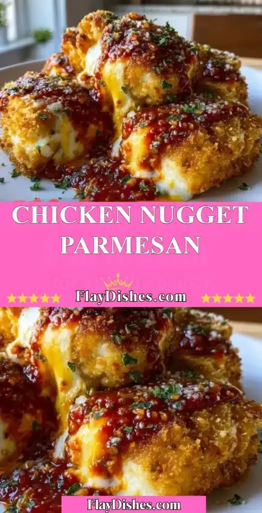 Chicken Nugget Parmesan served with marinara sauce and cheese
