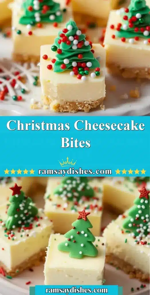 Delicious Christmas cheesecake bites decorated for the holiday season