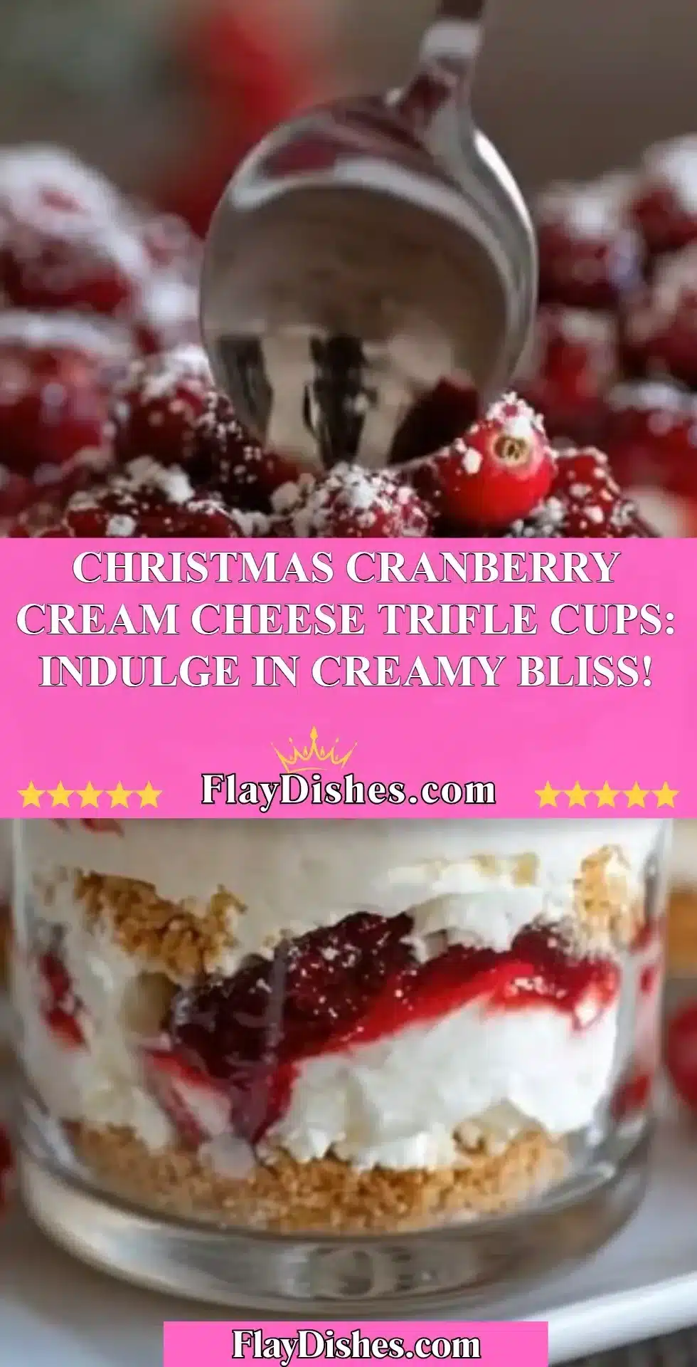 Delicious Christmas Cranberry Cream Cheese Trifle Cups dessert in festive setting