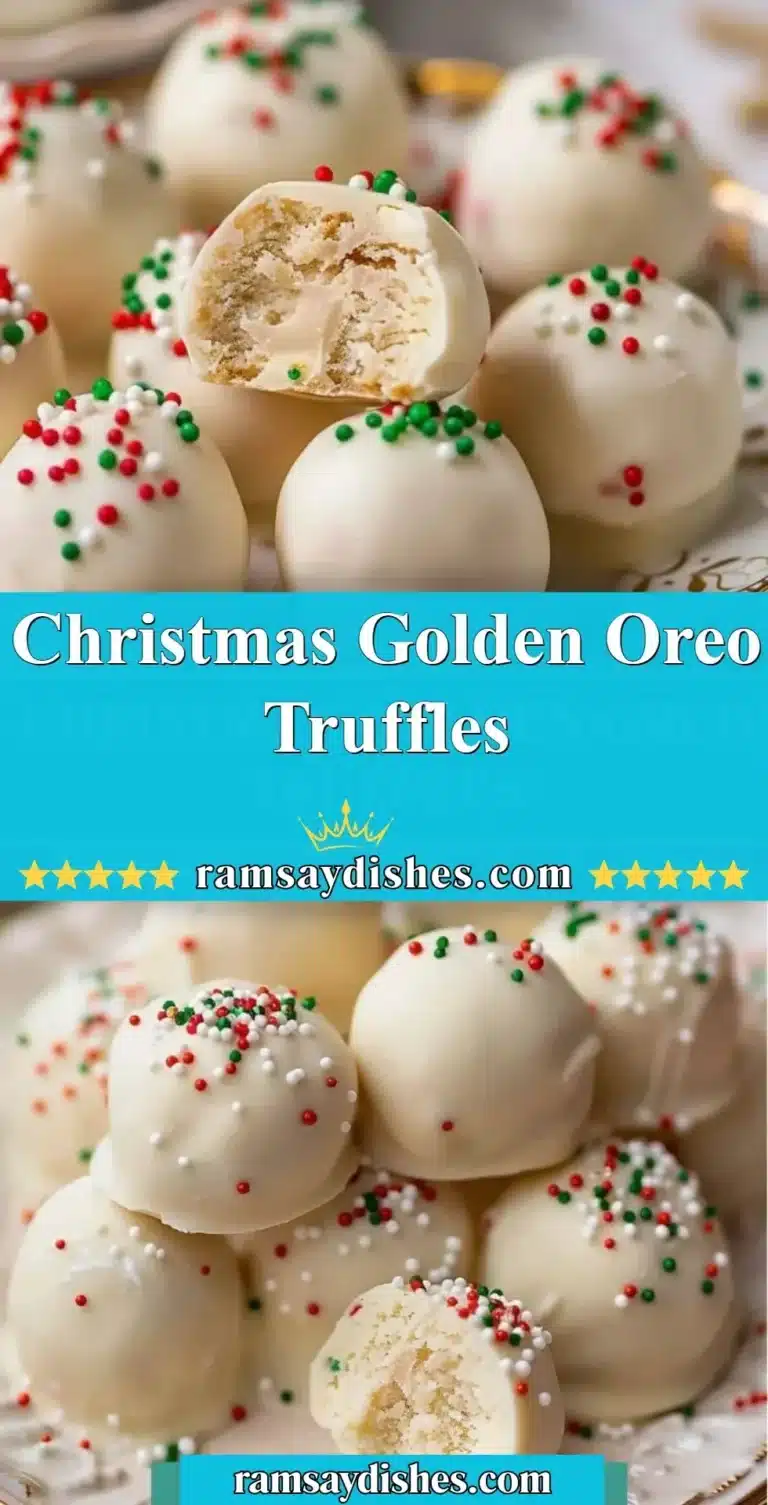 Delicious Christmas Golden Oreo Truffles decorated for the holidays.