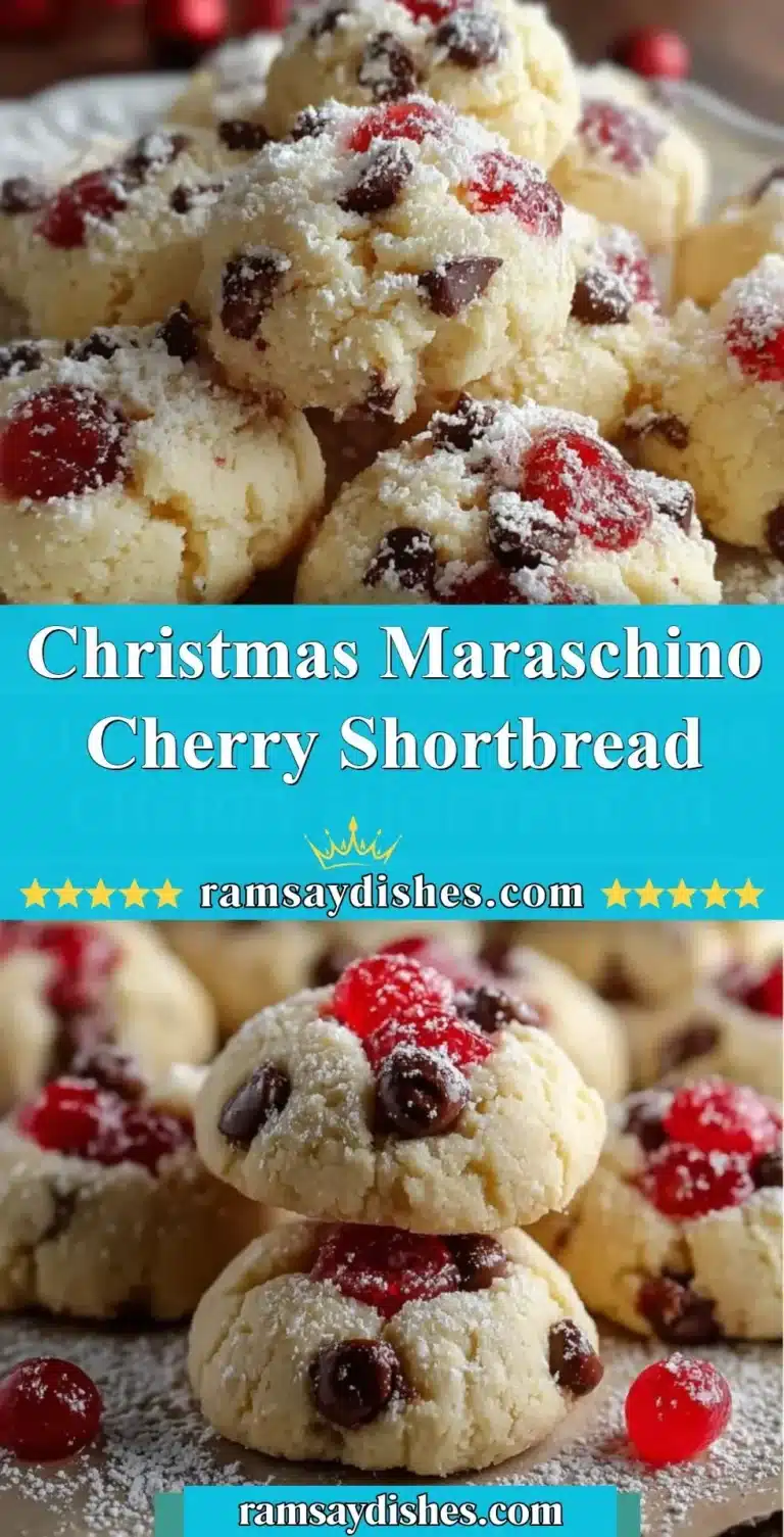 Delicious Christmas Maraschino Cherry Shortbread cookies on a festive plate.