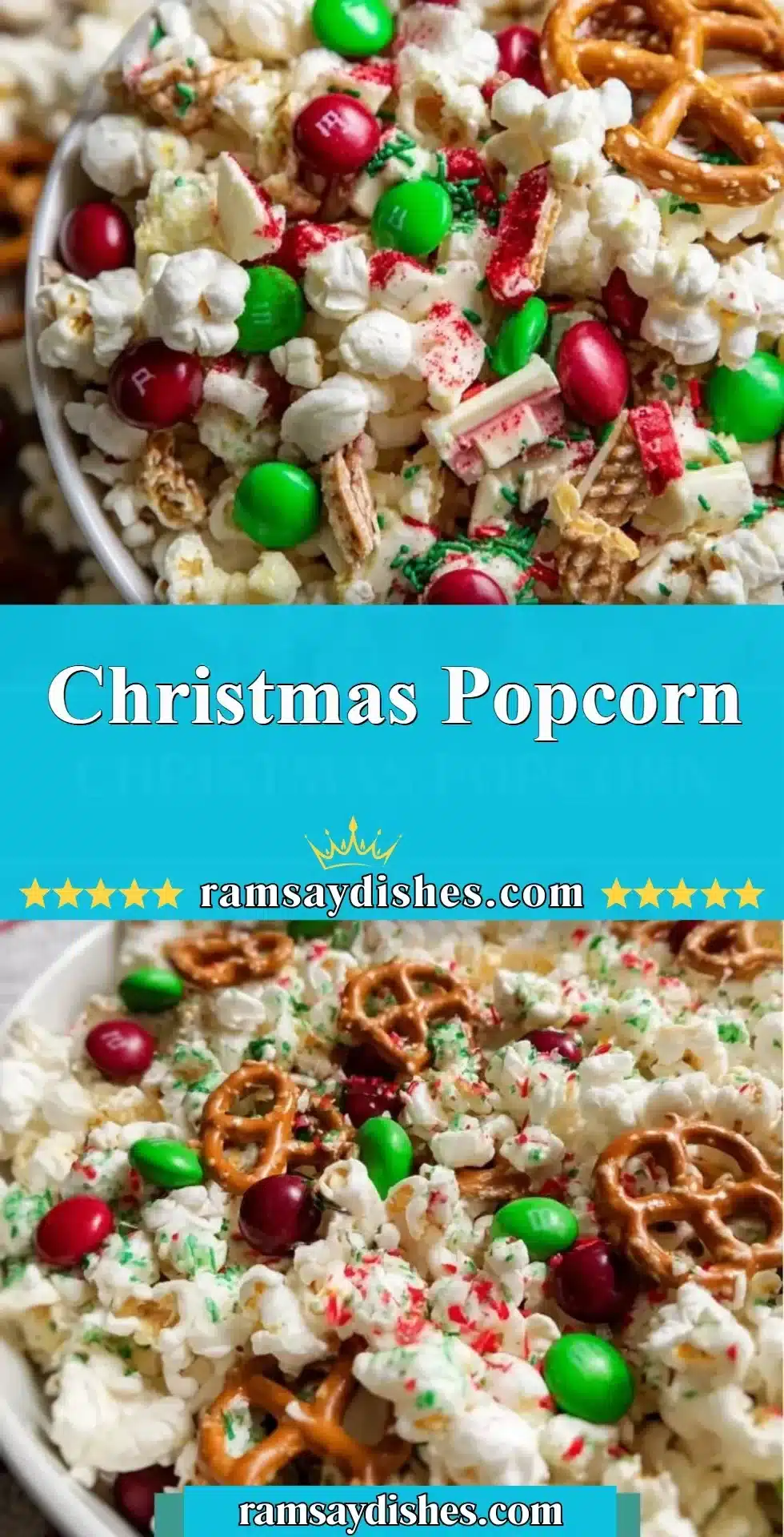 Christmas Popcorn 2 Colorful bowl of Christmas Popcorn decorated for the holiday season