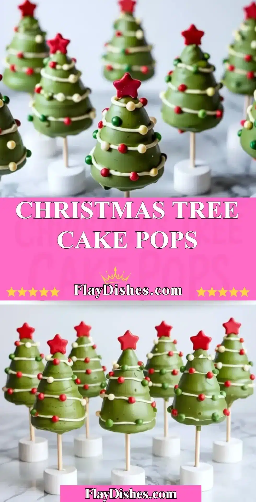 Christmas Tree Cake Pops 2 Christmas tree cake pops decorated for festive holiday celebrations
