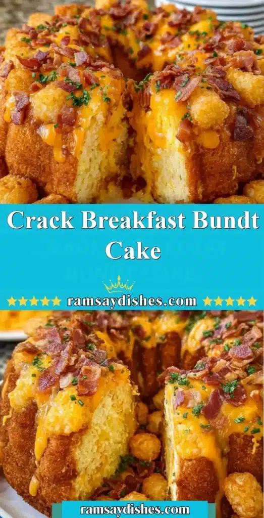 Delicious Crack Breakfast Bundt Cake with icing and fresh berries on top