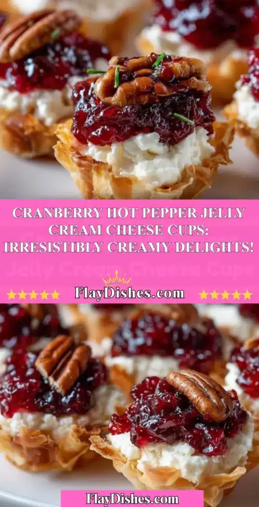 Cranberry Hot Pepper Jelly Cream Cheese Cups served on a platter