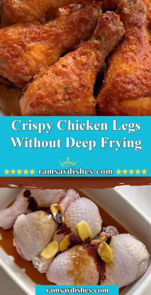 Crispy chicken legs cooked without deep frying, golden and crunchy.