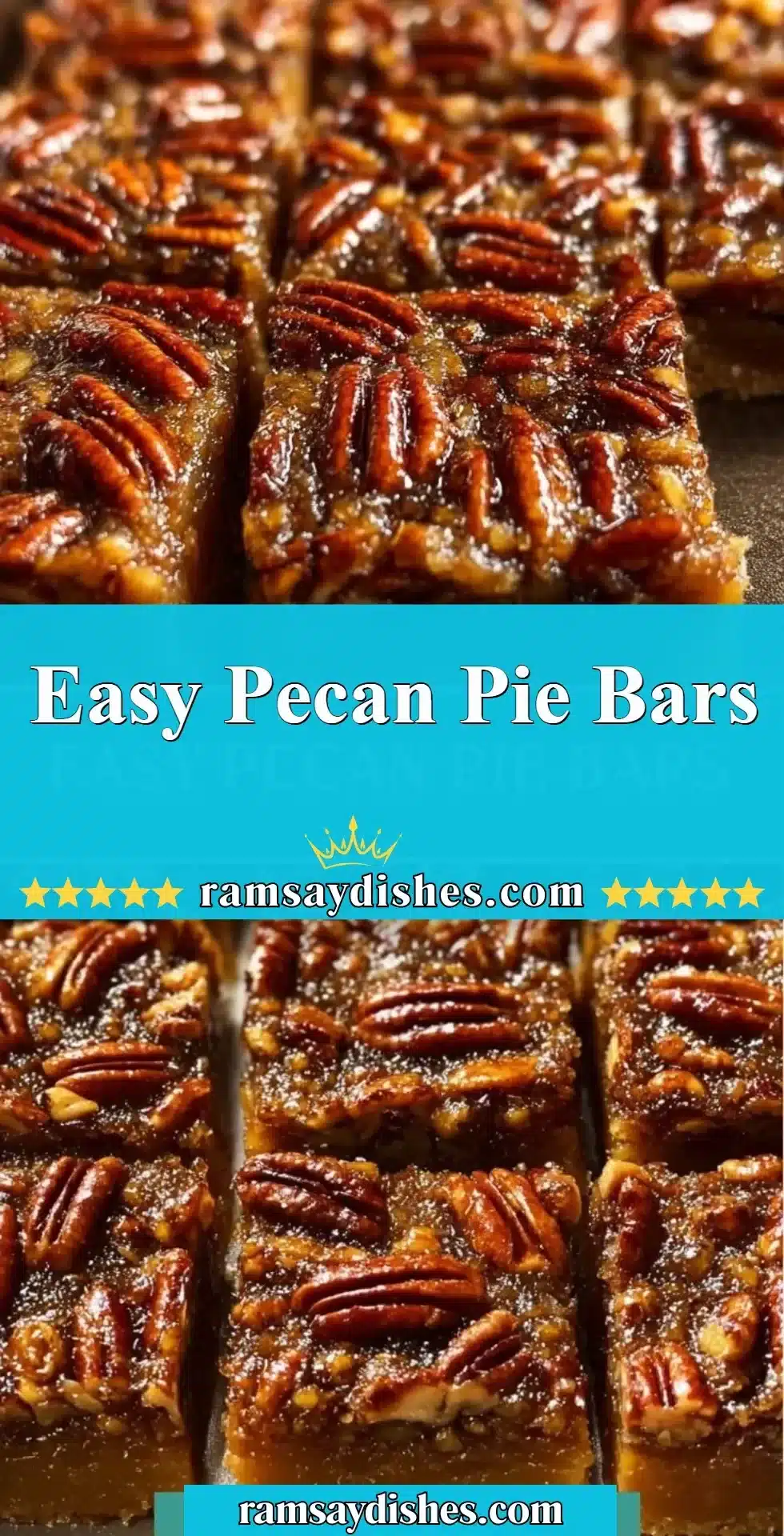 Delicious easy pecan pie bars with a golden crust and rich pecan topping