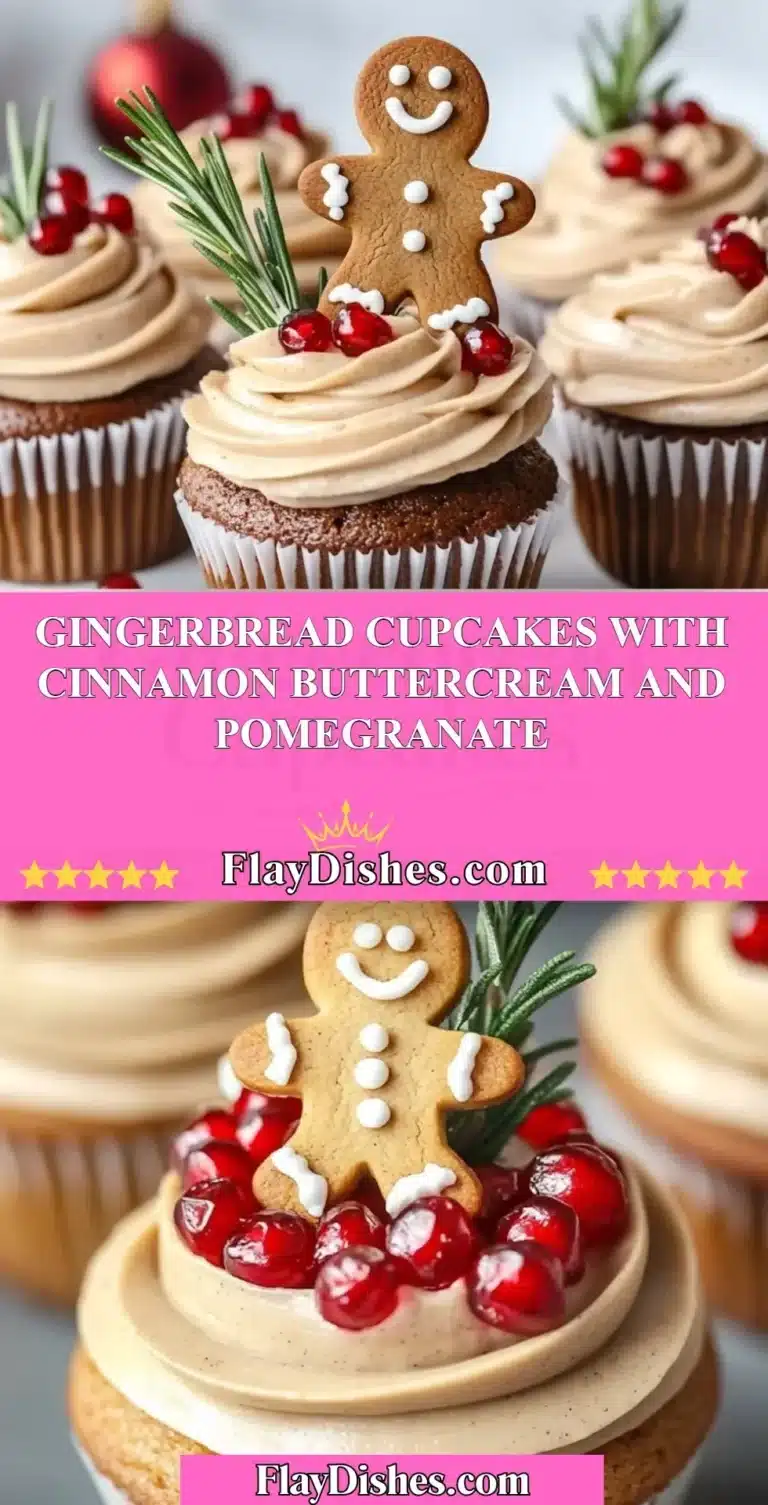 Gingerbread Cupcakes with Cinnamon Buttercream and Pomegranate 5 Gingerbread cupcakes with cinnamon buttercream and pomegranate on a plate