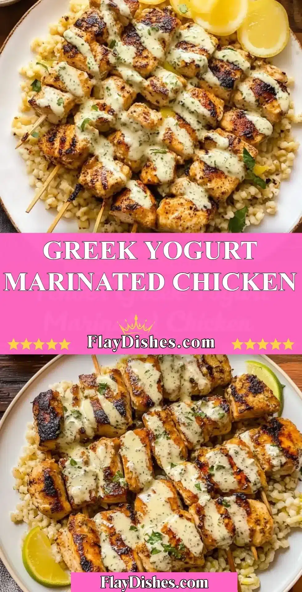 Delicious Greek yogurt marinated chicken grilled to perfection