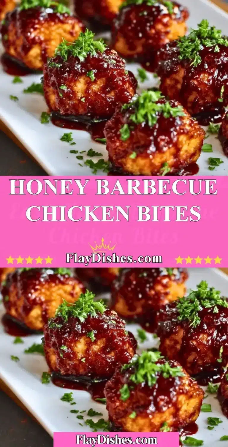 Honey barbecue chicken bites served on a platter with dipping sauce