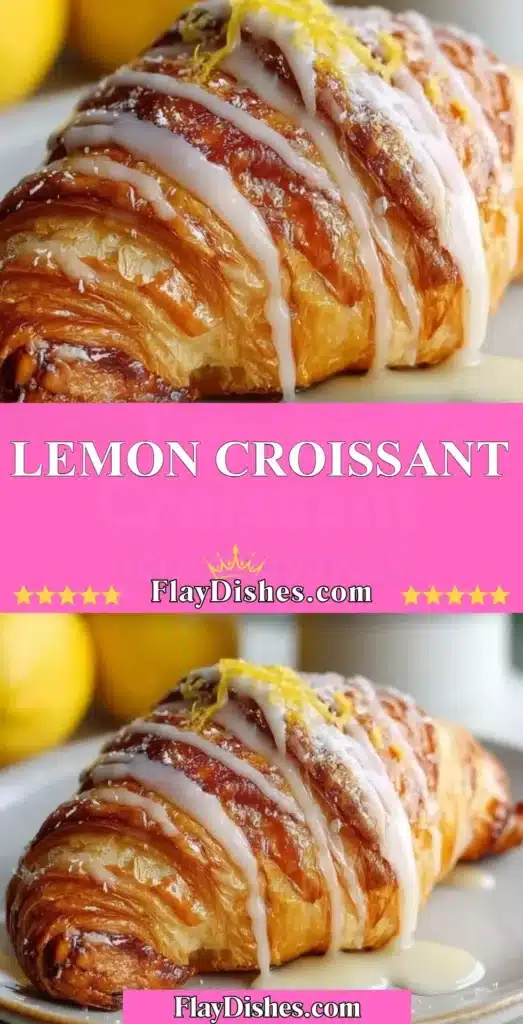 Freshly baked Lemon Croissant with a golden flaky crust and citrus filling