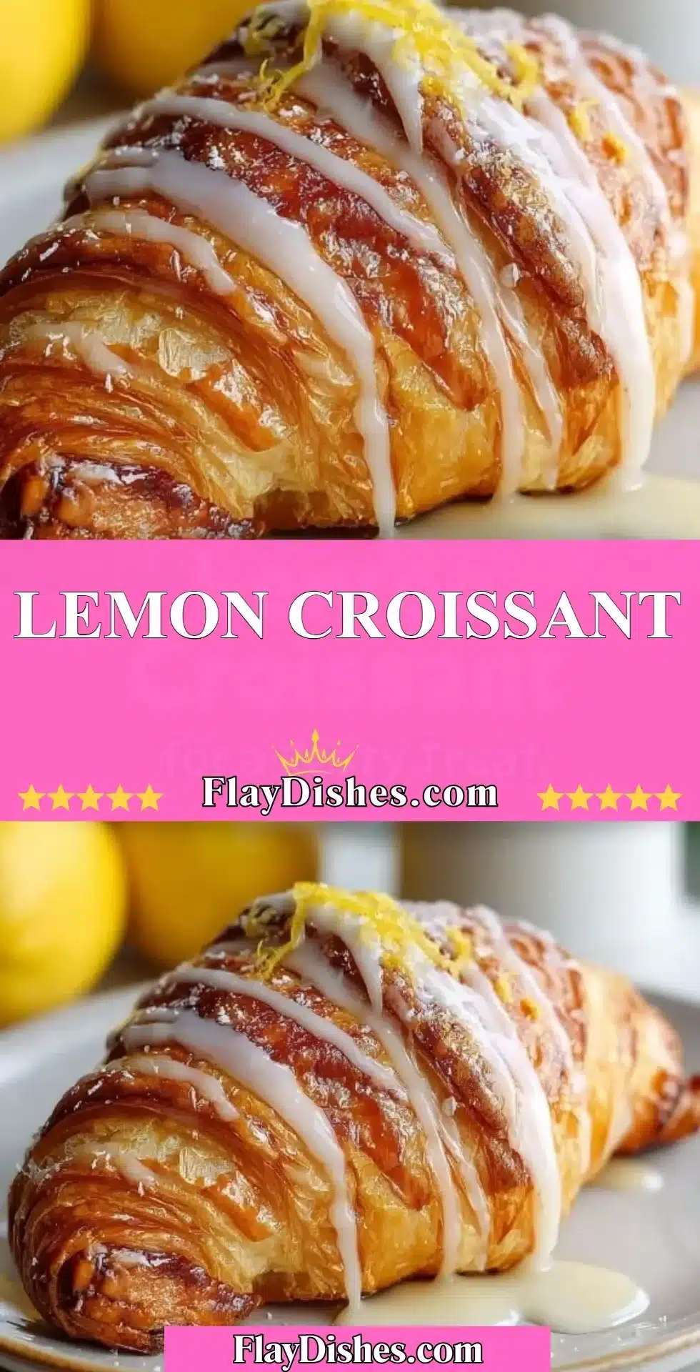 Lemon Croissant 2 Freshly baked Lemon Croissant with a golden flaky crust and citrus filling