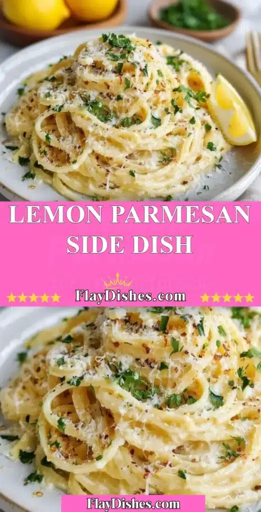 Lemon Parmesan side dish garnished with fresh herbs