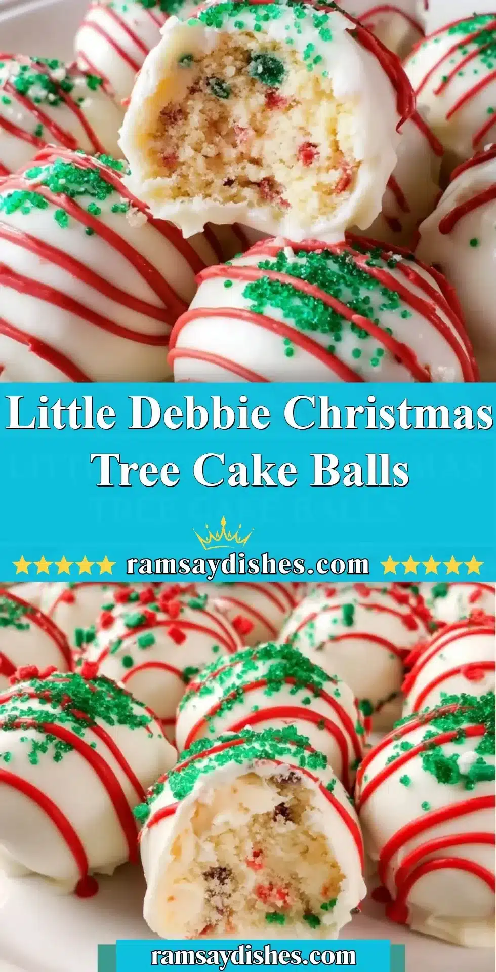 Little Debbie Christmas Tree Cake Balls decorated for the holidays