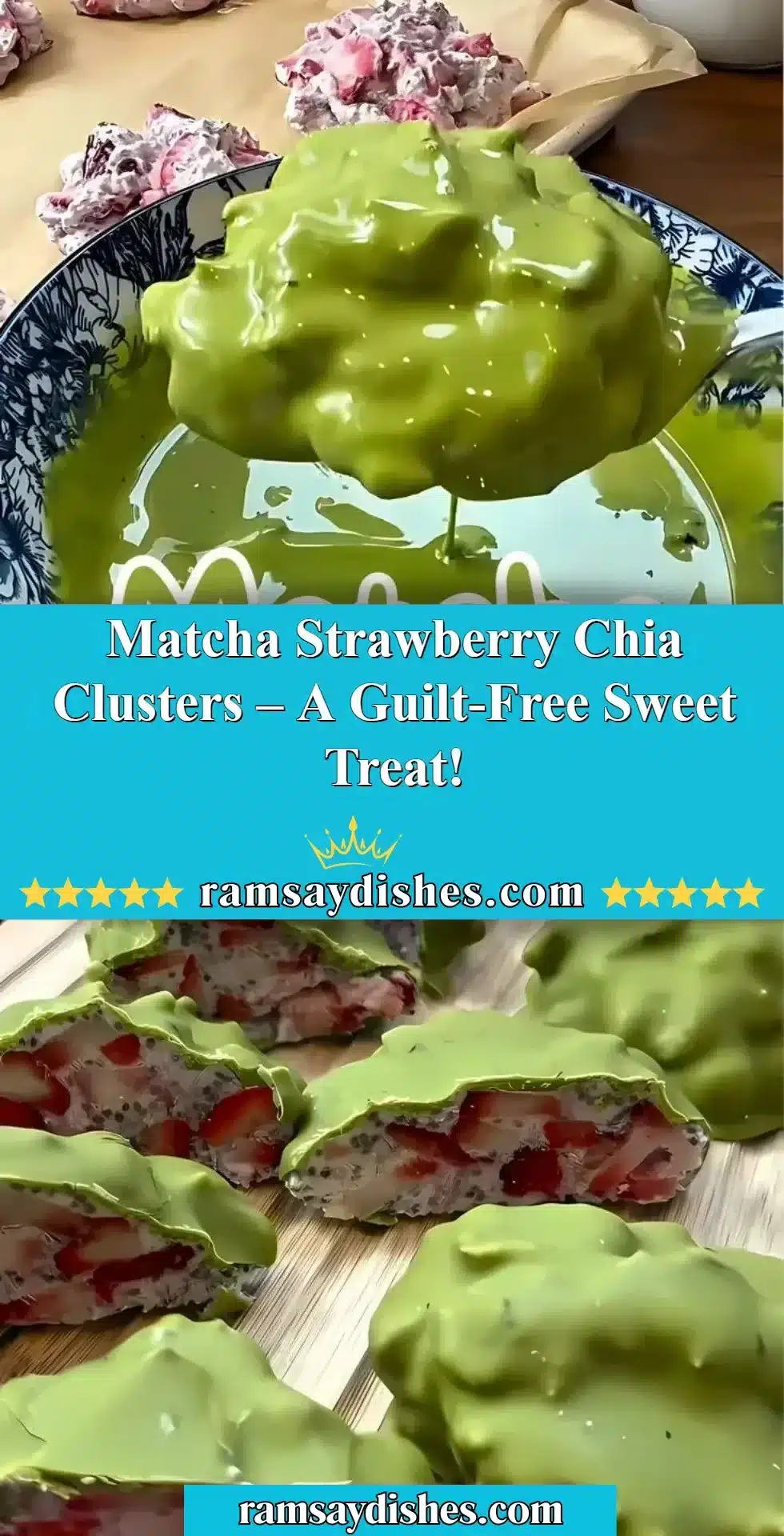 Matcha Strawberry Chia Clusters – A Guilt-Free Sweet Treat! 2 Matcha Strawberry Chia Clusters: a healthy and delicious sweet treat.