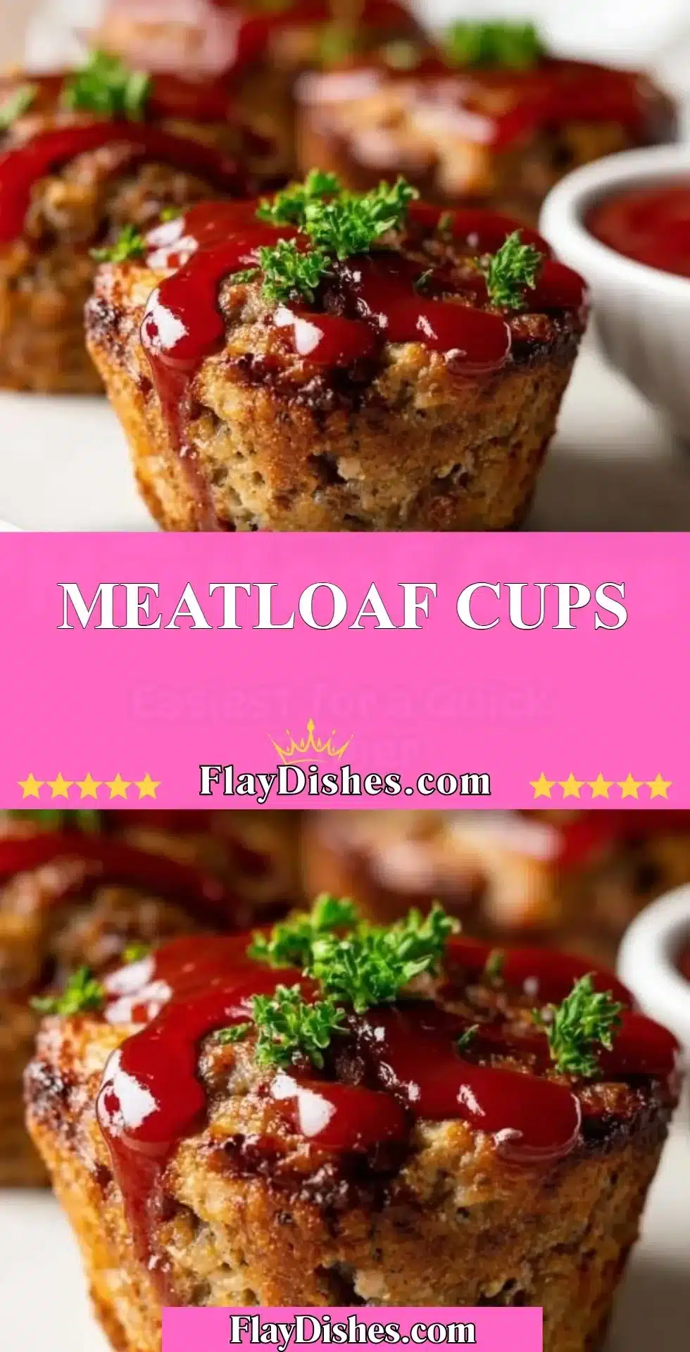 Meatloaf Cups 2 Delicious Meatloaf Cups served on a plate with garnishes.