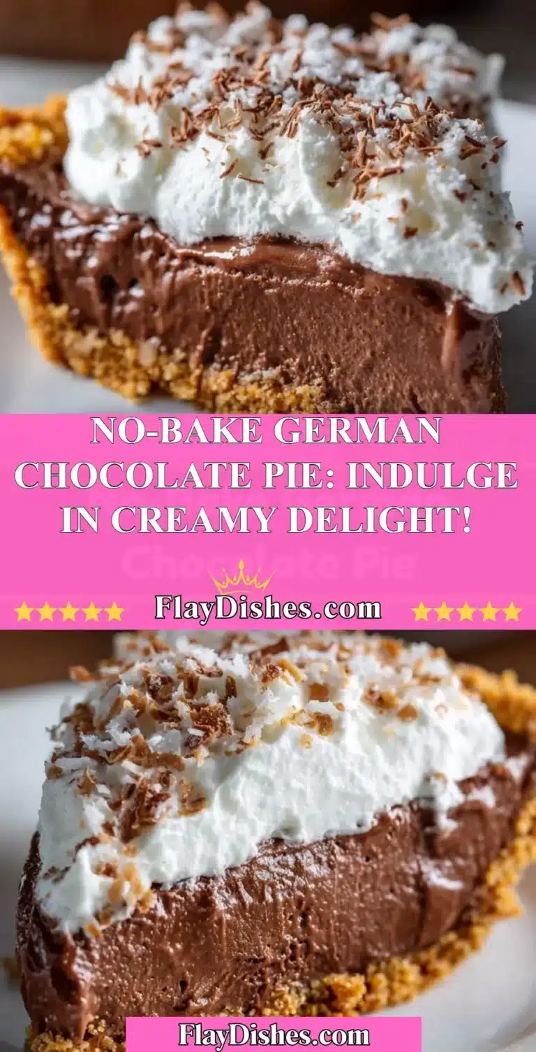 Delicious no-bake German Chocolate Pie with creamy chocolate and coconut topping