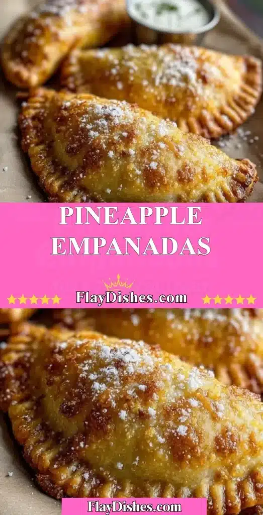 Homemade pineapple empanadas on a rustic wooden table.