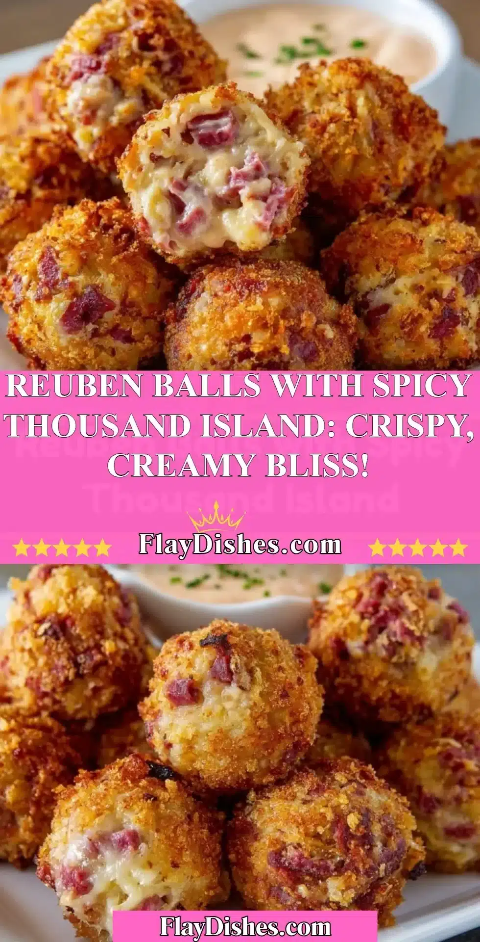 Crispy Reuben Balls served with Spicy Thousand Island dressing