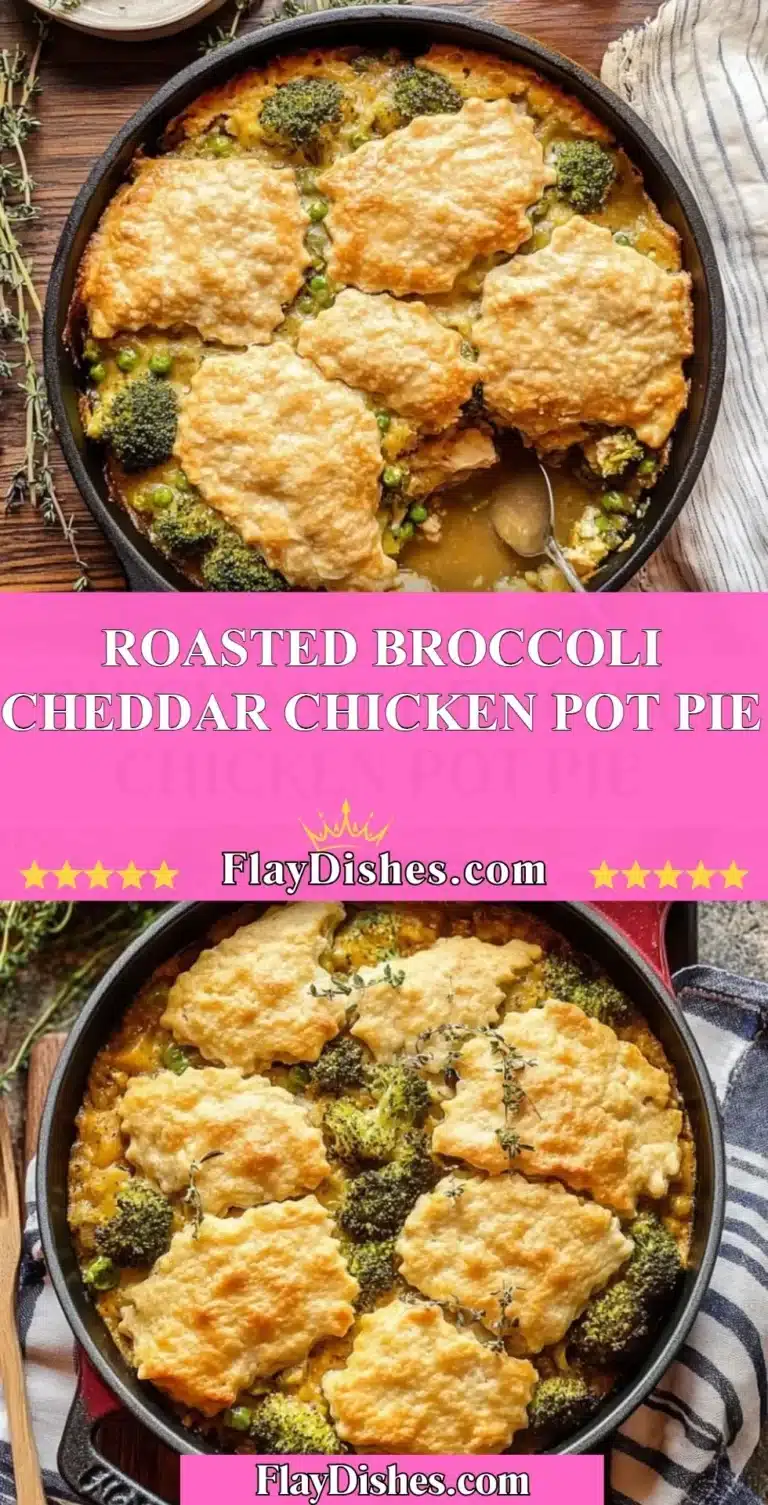 Roasted Broccoli Cheddar Chicken Pot Pie 9 Roasted Broccoli Cheddar Chicken Pot Pie served on a rustic table