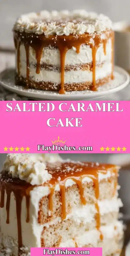 Delicious Salted Caramel Cake with rich frosting and drizzled caramel sauce