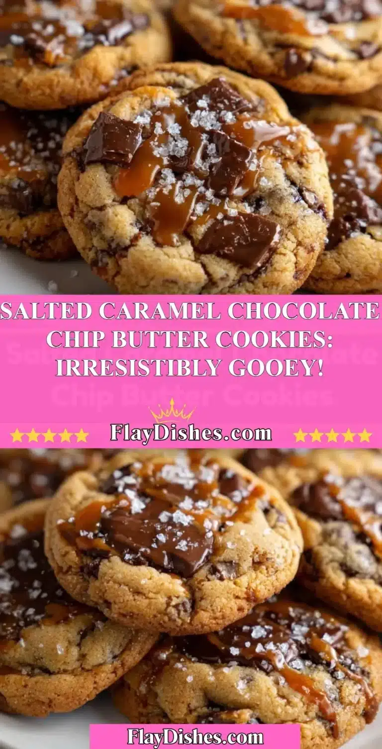 Salted Caramel Chocolate Chip Butter Cookies: Irresistibly Gooey! 6 Salted caramel chocolate chip butter cookies, gooey and delicious