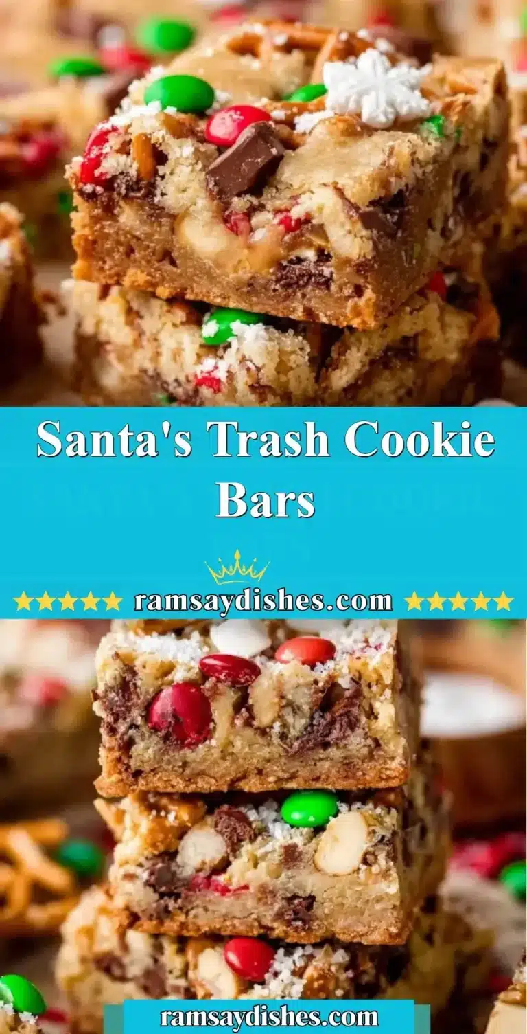 Delicious Santa's Trash Cookie Bars with a mix of chocolate and sweets