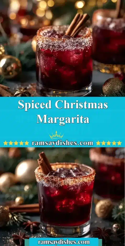 Spiced Christmas Margarita in a festive glass with holiday decorations