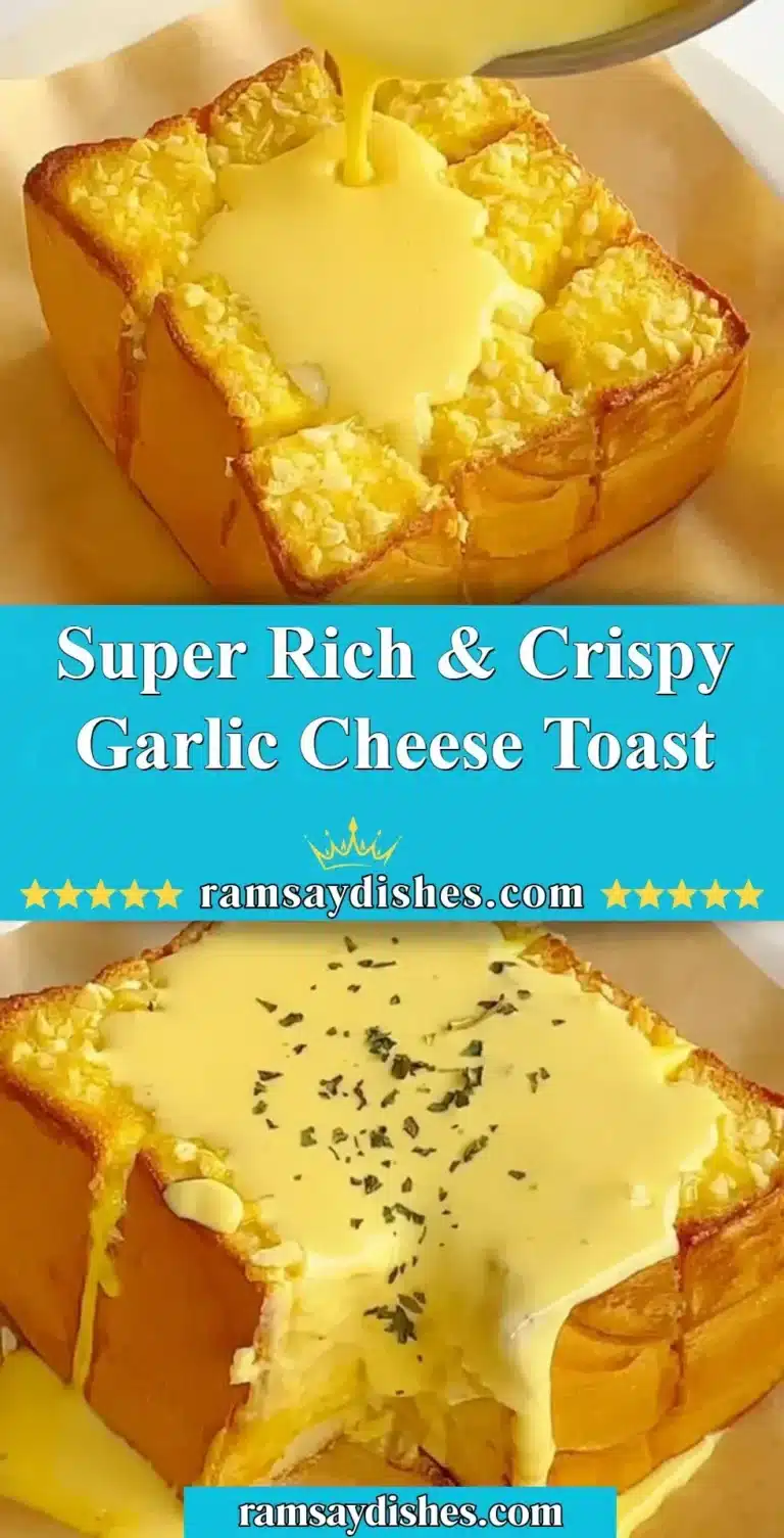 Delicious super rich and crispy garlic cheese toast on a plate.
