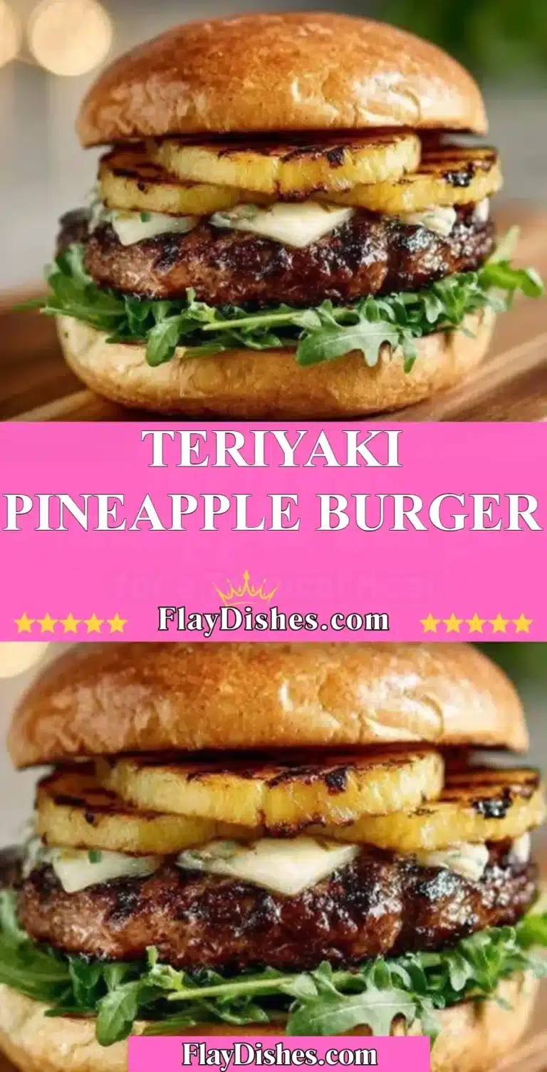 Delicious Teriyaki Pineapple Burger with grilled pineapple and teriyaki sauce
