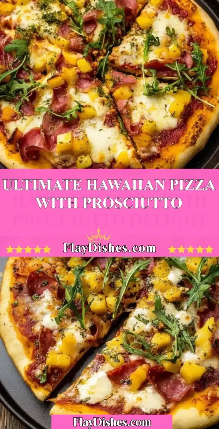 Ultimate Hawaiian Pizza with Prosciutto 9 Ultimate Hawaiian pizza topped with prosciutto, pineapple, and cheese