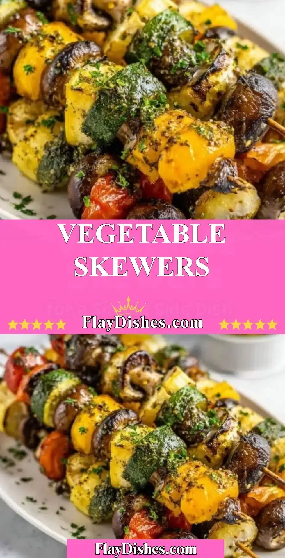 Colorful assortment of vegetable skewers grilled to perfection.