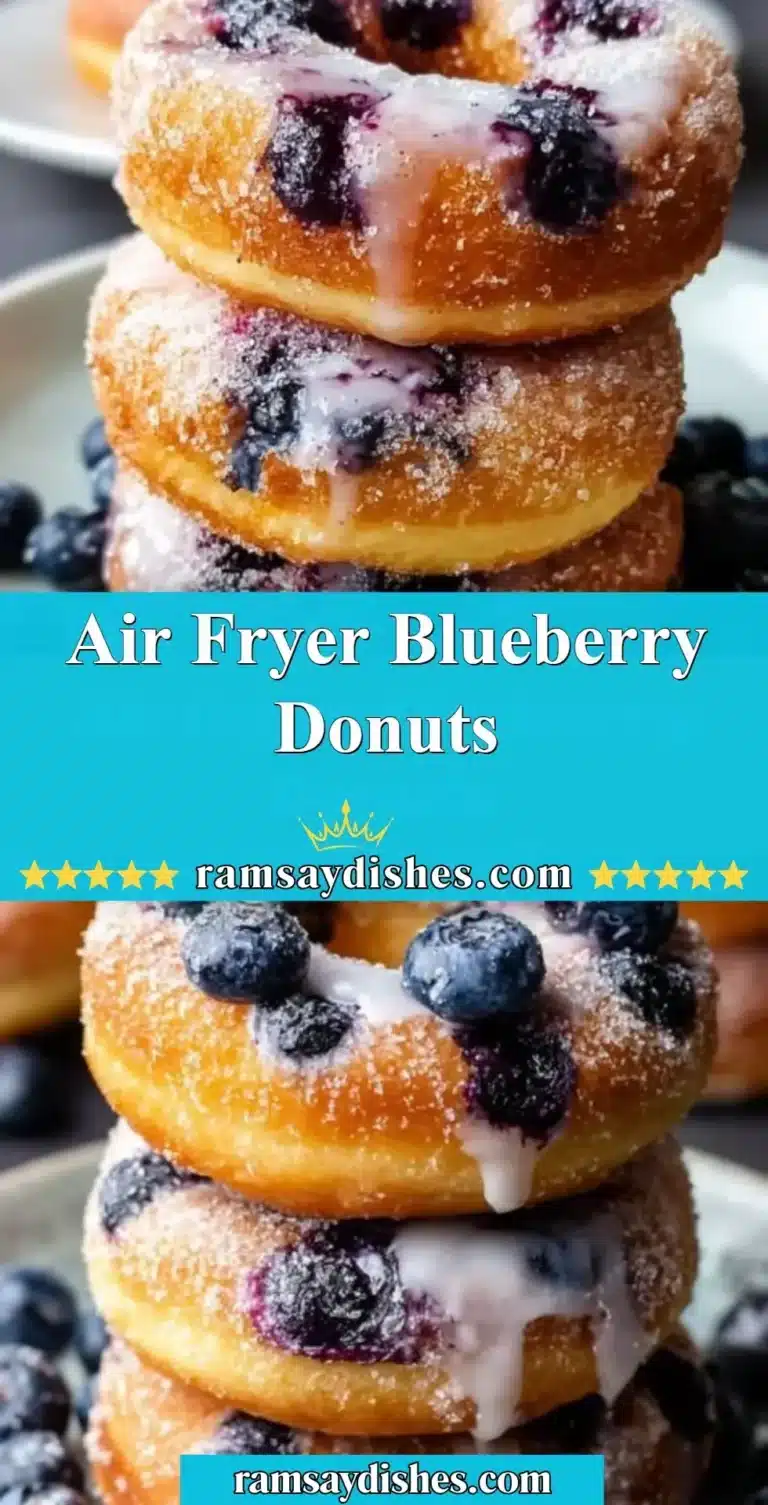 Delicious Air Fryer blueberry donuts with a golden brown exterior.