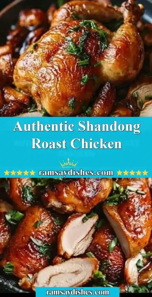 Plate of authentic Shandong Roast Chicken garnished with herbs