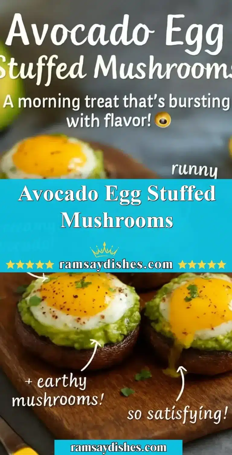 Avocado Egg Stuffed Mushrooms 9 Avocado egg stuffed mushrooms ready to serve, showcasing a delicious appetizer.