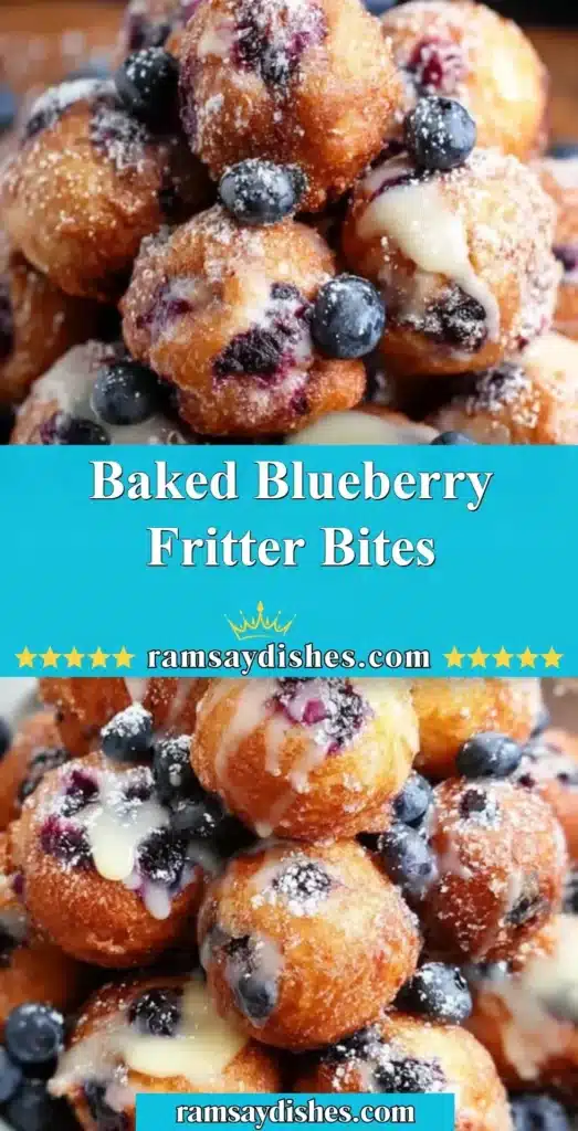 Baked blueberry fritter bites arranged on a plate, showcasing their golden-brown texture.