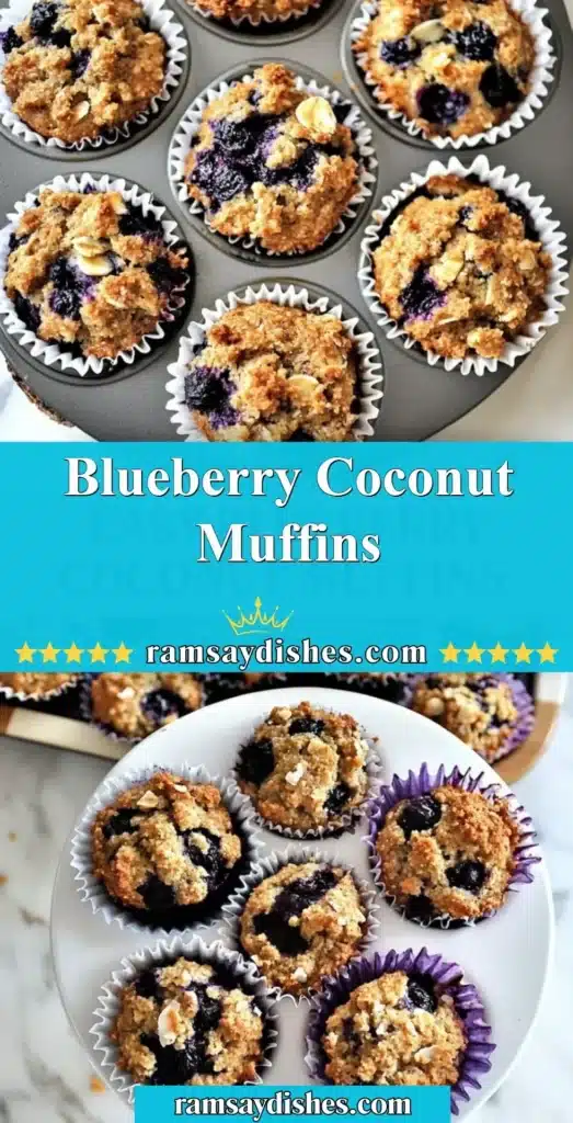 Blueberry coconut muffins fresh out of the oven.