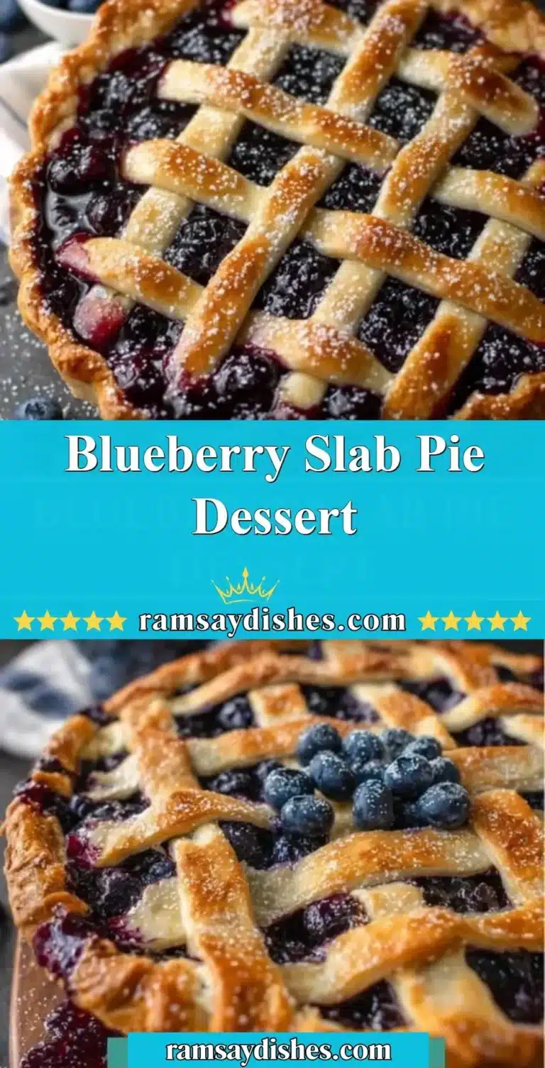 Blueberry Slab Pie Dessert 6 Blueberry slab pie dessert with fresh blueberries on a wooden table