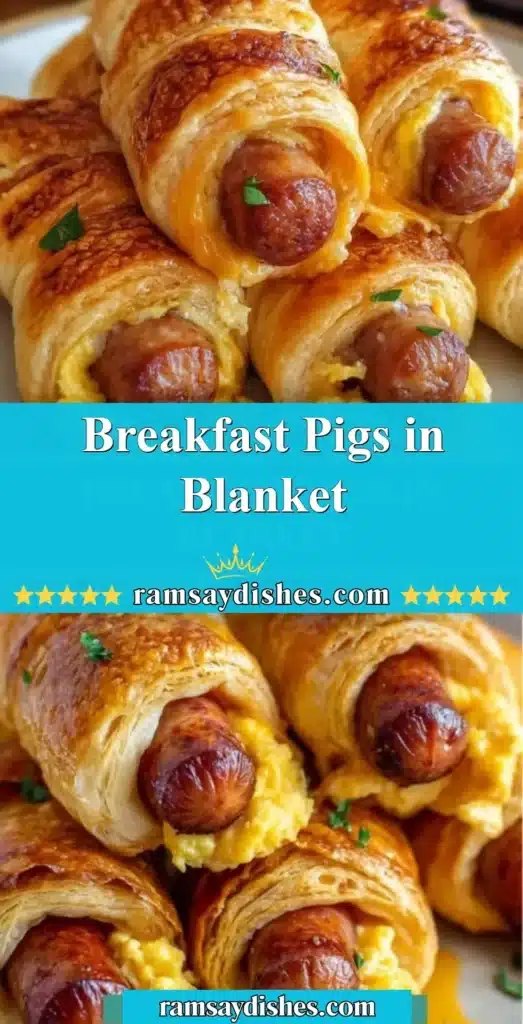 Breakfast pigs in blanket served on a plate with garnish